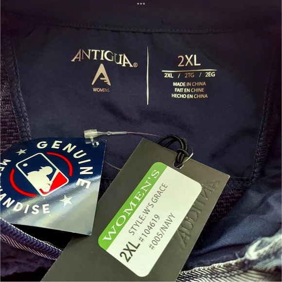 Atlanta Braves Womens Vest Size 2XL Blue Sherpa Fleece Antigua Zip Front New - Picture 4 of 5